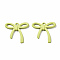 Spray Painted Alloy Pendants, Cadmium Free & Nickel Free & Lead Free, Bowknot, Yellow Green, 24x25x2mm, Hole: 1.8mm