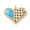 Brass Micro Pave Clear Cubic Zirconia Pendants, Cadmium Free & Lead Free, with Synthetic Opal and Jump Ring, Real 18K Gold Plated, Heart, 16x20.5x3.5mm, Hole: 3.6mm
