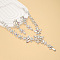 Flower Brass Rhinestone Pendant Necklaces & Stud Dangle Earrings, Silver, Crystal AB, 420mm