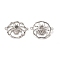 Halloween Brass Pave Clear & Black Cubic Zirconia Connector Charms, Cadmium Free & Nickel Free & Lead Free, Ring with Spider Links, Platinum, 17.5x23.5x3mm, Hole: 1.2mm