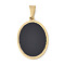 Plastic Pendants, with 304 Stainless Steel Findings, Ion Plating(IP), Oval Charm, Golden, Golden, 26x18x2mm, Hole: 6x3mm