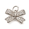 Rack Plating Brass Micro Pave Cubic Zirconia Pendant, Long-Lasting Plated, Lead Free & Cadmium Free, Bowknot Charms, with Jump Ring, Platinum, 9x13.5x4mm