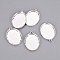 Alloy Pendant Cabochon Settings, Plain Edge Bezel Cups, Lead Free, Oval, Antique Silver, Tray: 40x30mm, 48x34x3.5mm, Hole: 3mm