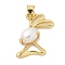 Rack Plating Brass Pendants, with ABS Imitation Pearl, Long-Lasting Plated, Lead Free & Cadmium Free, Real 18K Gold Plated, Rabbit, 19.5x17x5.5mm, Hole:4.5x3.5mm
