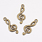 Tibetan Style Treble Clef Pendants, Cadmium Free & Lead Free, Musical Note, Antique Bronze, 26x10x2mm, Hole: 1.5~1.8mm