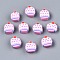 Handmade Polymer Clay Beads, Cake, Pearl Pink, 9~10x9~10x4mm, Hole: 1.2mm