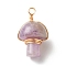 Natural Amethyst Pendants, with Real 18K Gold Plated Eco-Friendly Copper Wire Wrapped, Mushroom, 28~32x16~17x16~17mm, Hole: 3mm