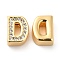 Brass Micro Pave Cubic Zirconia Beads, Cadmium Free & Nickel Free & Lead Free, Real 18K Gold Plated, Letter D, 8x6x3.5mm, Hole: 1.2mm