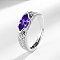 Horse Eye Brass Micro Pave Cubic Zirconia Finger Rings, Platinum, Blue Violet, Inner Diameter: Adjustable