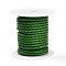 Braided Cowhide Leather Cord, Leather Rope String for Bracelets, with Cotton Thread inside, Green, 3mm, about 8.74 yards(8m)/roll