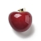 Brass Enamel Pendants, Lead Free & Cadmium Free, Long-Lasting Plated, Apple Charm, Rack Plating, Real 18K Gold Plated, Dark Red, 20.5x20.5x17mm, Hole: 5x3mm