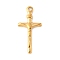 304 Stainless Steel Pendants, Ion Plating(IP), Cross Charms, Real 14K Gold Plated, 29x14x2.5mm, Hole: 2mm