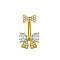 304 Stainless Steel Pave Clear Cubic Zirconia Curved Barbell Belly Rings, Golden, Bowknot, 26mm
