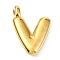 Ion Plating(IP) 304 Stainless Steel Pendants, Letter Charm, Real 18K Gold Plated, Letter V, 19x14x4mm, Hole: 1.6mm