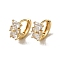 KC Gold Plated Brass Micro Pave Cubic Zirconia Hoop Earring, Bowknot, 12x7mm