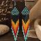 Bohemian Style Tassel Dangle Earrings, with Geometric Glass Beads Handmade, Platinum, Colorful, 140x28mm