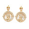 Brass Micro Pave Cubic Zirconia Pendants, Cadmium Free & Nickel Free & Lead Free, with Shell, Flat Round with Women Charms, Real 18K Gold Plated, 18.5x17x3mm, Hole: 1.6mm