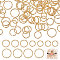 150Pcs 3 Style Brass Open Jump Rings, Nickel Free, Textured, Real 18K Gold Plated, 8~12x1.2mm, Inner Diameter: 6~10mm, 50pcs/style