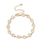 Clear Cubic Zirconia Open Ring Link Chains Bracelet, Brass Jewelry for Women, Cadmium Free & Lead Free, Real 18K Gold Plated, 7-3/8 inch(18.6cm)