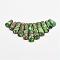 Assembled Gold Line and Imperial Jasper Beads Strands, Graduated Fan Pendants, Focal Beads, Dyed, Green, 16~39x9.5~10x5mm, Hole: 1mm, 11pcs/strand, 3.27 inch
