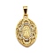 304 Stainless Steel Pendants, with Rhinestone, Religious Theme, PVD Vacuum Plating, Lady of Guadalupe Charm, Golden, Oval, 29x18.5x2mm, Hole: 3x7mm