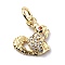 Brass Micro Pave Cubic Zirconia Charms, with Jump Ring, Cadmium Free & Lead Free, Squirrel Charms, Real 18K Gold Plated, 11x10x2.3mm, Hole: 3.2mm