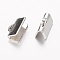 Brass Ribbon Crimp Ends, Platinum, Lead Free, Cadmium Free and Nickel Free, about 10mm long, 7mm wide, hole: 1x3mm