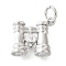 Brass Micro Pave Cubic Zirconia Pendants, Telescope, Long-Lasting Plated, with Jump Ring, Lead Free & Cadmium Free, Rack Plating, Platinum, 11.5x12x4.5mm