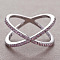 Simple Style Brass Cubic Zirconia Finger Rings, Criss Cross Rings, Platinum, Pearl Pink, US Size 8(18.1mm)
