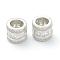 Brass Clear Cubic Zirconia European Style Beads, Large Hole Beads, Long-Lasting Plated, Tube, Platinum, 10.5x9mm, Hole: 6.5mm