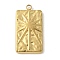 304 Stainless Steel Pendants, Rectangle with Star Charm, Real 18K Gold Plated, 25x13x2.5mm, Hole: 1.8mm