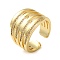 Brass Micro Pave Cubic Zirconia Open Cuff Ring, Cadmium Free & Lead Free, Hollow Wide Finger Ring, Real 16K Gold Plated, Inner Diameter: 18mm
