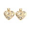 Brass Pave Clear Cubic Zirconia Pendants, Cadmium Free & Lead Free, Golden, Heart, 20x17x7mm, Hole: 5mm