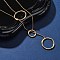 304 Stainless Steel Triple Ring Lariat Necklaces, Ion Plating(IP), Real 18K Gold Plated, 27.17 inch(69cm) Long+60mm Extender