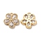 Brass Pendant, with Clear Glass, Flower Charms, Real 18K Gold Plated, 11x11x2.5mm, Hole: 1mm