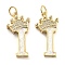 Brass Micro Pave Clear Cubic Zirconia Pendants, Cadmium Free & Lead Free, with Synthetic Opal, Real 18K Gold Plated, with Jump Ring, Letter I, 26.5~33x14~23.5x3.5~4.5mm, Hole: 4.5mm