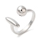 Brass Oval & Round Open Cuff Rings for Women, Cadmium Free & Nickel Free & Lead Free, Real Platinum Plated, Inner Diameter: 18mm