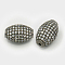 Brass Micro Pave Cubic Zirconia Beads, Oval, Gunmetal, 16x11.5mm, Hole: 2mm