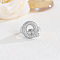 Brass Micro Pave Clear Cubic Zirconia Cuff Rings, Platinum, Letter Q, Inner Diameter: Adjustable