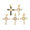 Brass Micro Pave Cubic Zirconia Pendants, Cross with Heart, Rack Plating, Cadmium Free & Lead Free, Long-Lasting Plated, Real 18K Gold Plated, Mixed Color, 27x19.5x3mm, Hole: 3x3mm
