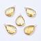 Golden Tone Brass Glass Teardrop Pendants, Faceted, Champagne Yellow, 18x10x5mm, Hole: 2mm