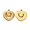 Ion Plating(IP) 304 Stainless Steel Pendants, Heart Charm, Golden, 23x22x3mm, Hole: 2mm