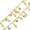 Brass Chain, with Glass Links, Cadmium Free & Nickel Free & Lead Free, Teardrop, Real 18K Gold Plated, Soldered, with Spool, Lilac, 3~5.5x2.5x0.6mm