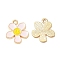 Alloy Enamel Pendants, Flower with Smiling Face Charm, Cadmium Free & Nickel Free & Lead Free, Golden, Pink, 21.2~21.3x18x1.4~1.5mm, Hole: 2~2.2mm
