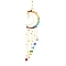 Heart Glass Pendant Decoration, Hanging Suncatchers, with Ring 304 Stainless Steel Finding, Brass Finding & Chakra Gemstone Chip Beads, Golden, 255mm