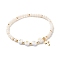 Glass Beads Stretch Bracelets, with Acrylic & Brass Beads, 304 Stainless Steel Cross Charms, Word Love, Creamy White, Inner Diameter: 2-1/4 inch(5.7cm)