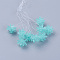 Glass Woven Beads, Flower/Sparkler, Made of Horse Eye Charms, Turquoise, 13mm