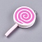Handmade Polymer Clay Pendants, with Platinum Plated Iron Loops, Lollipop, Deep Pink, 47~48x25~28x6~9mm, Hole: 2mm