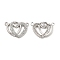 Brass Micro Pave Clear Cubic Zirconia Connector Charms, Cadmium Free & Nickel Free & Lead Free, Double Heart Links, Platinum, 17x21x2.5mm, Hole: 1.6mm