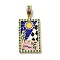 Brass Micro Pave Cubic Zirconia Pendants with Enamel, Cadmium Free & Nickel Free & Lead Free, 
Rectangle, Colorful, 42x25x3mm, Hole: 9x6mm